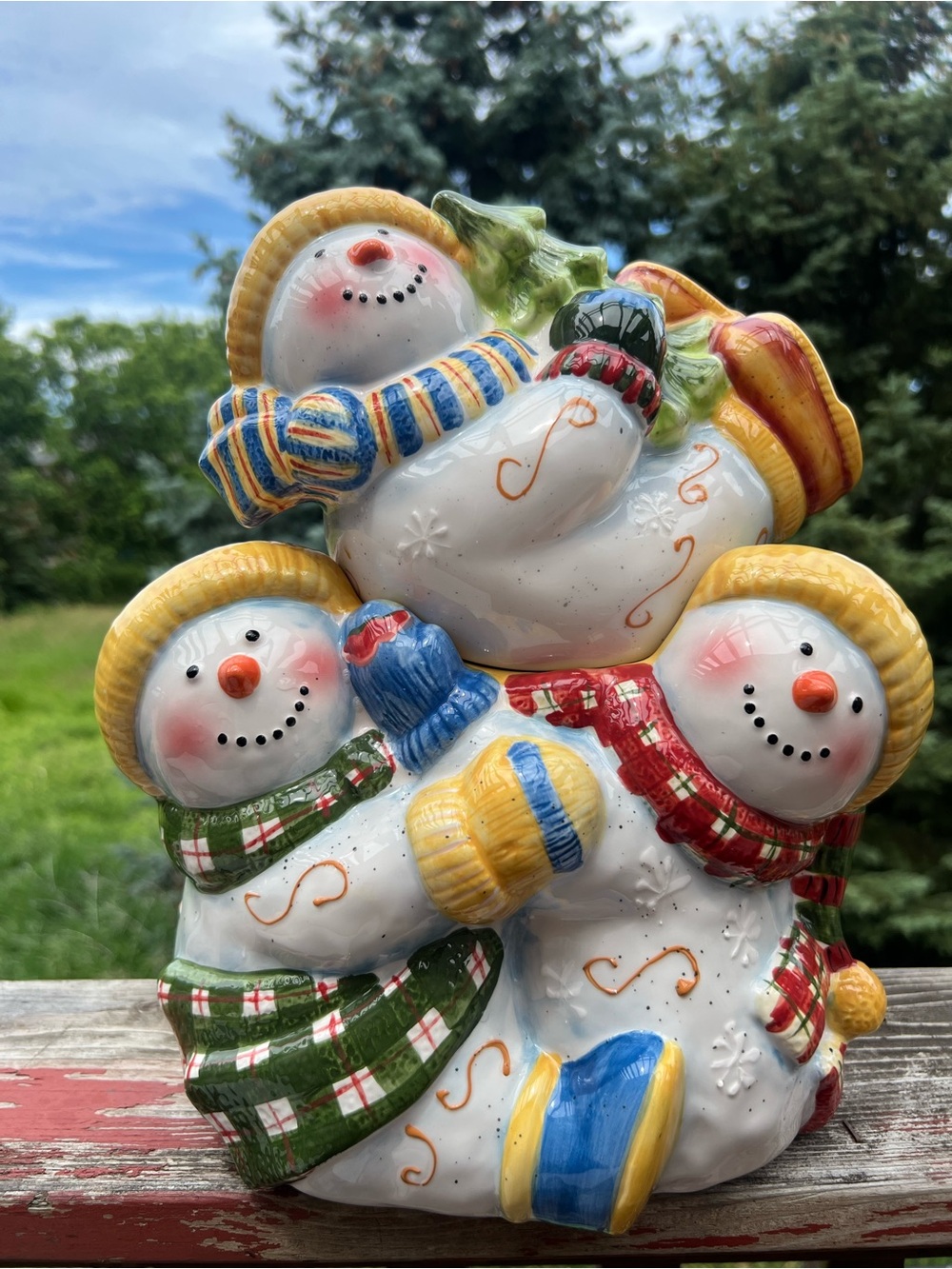 Susan Widget  Christmas Snowman Cookie Jar By Certified International Read